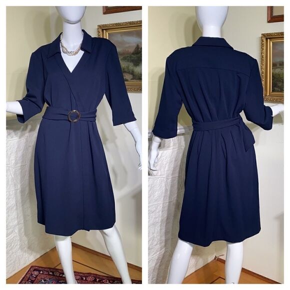 Tahari Arthur S. Levine Belted Dress - Picture 1 of 10